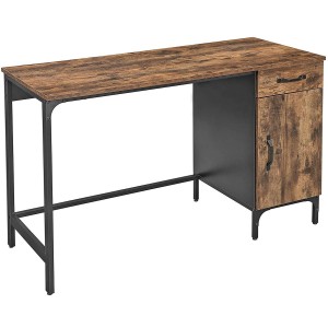 Mesa de escritorio AISHA, en Acero y Madera, color Marrón