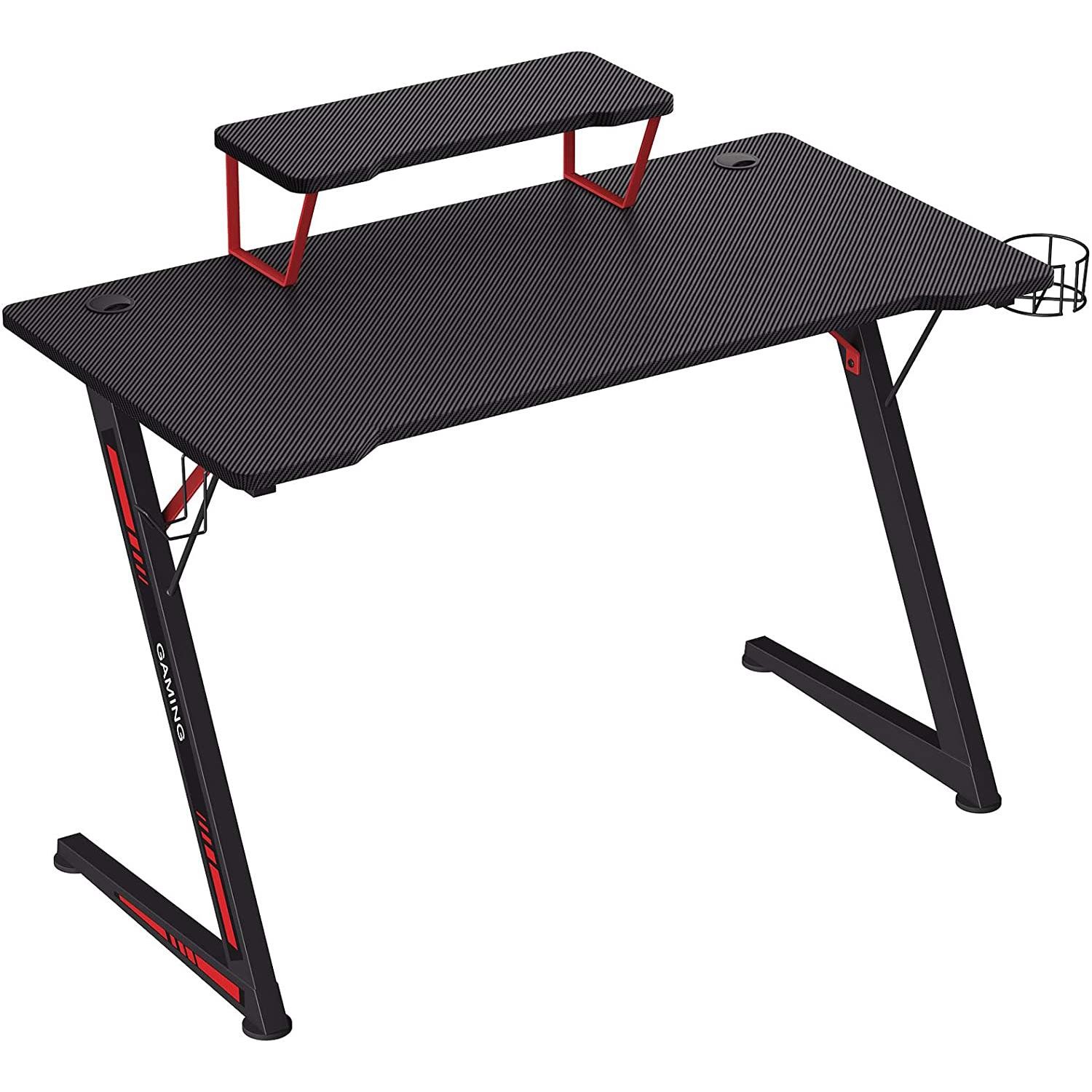 Mesa Gaming HYPER, 116x60x75 cm, con Soporte para Monitor, color Negro