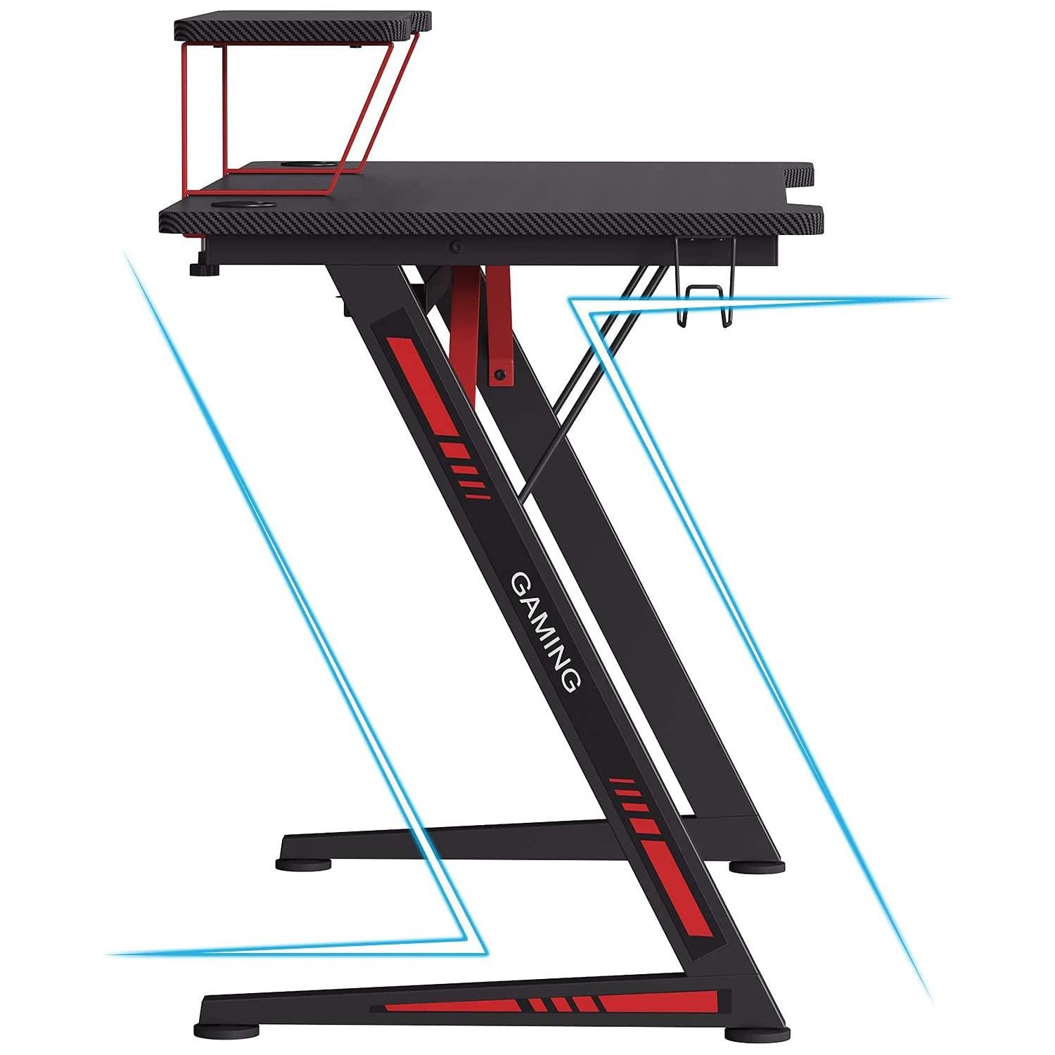 Mesa Gaming HYPER, 116x60x75 cm, con Soporte para Monitor, color Negro