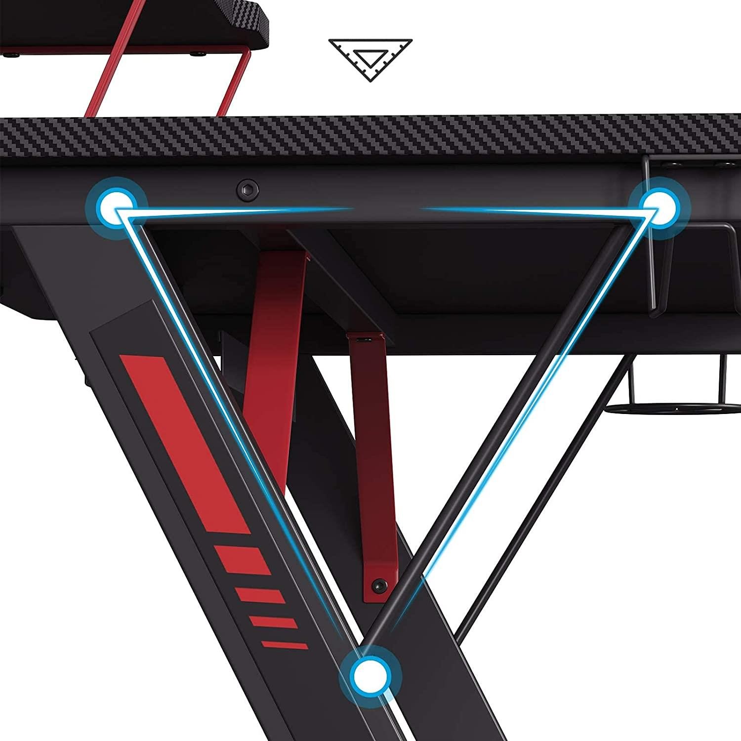 Mesa Gaming HYPER, 116x60x75 cm, con Soporte para Monitor, color Negro