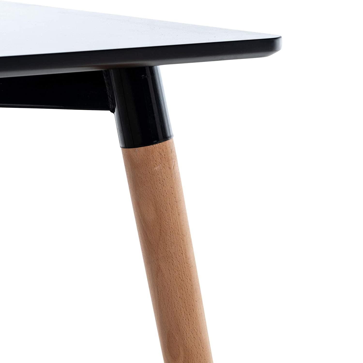 Mesa BERGER, 80x80x75cm, Estructura de Metal y Madera, color Negro
