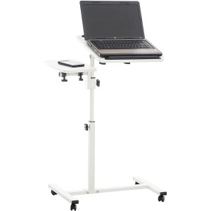 Mesa de Ordenador AUXY, regulable en altura, incluye ruedas, en negro