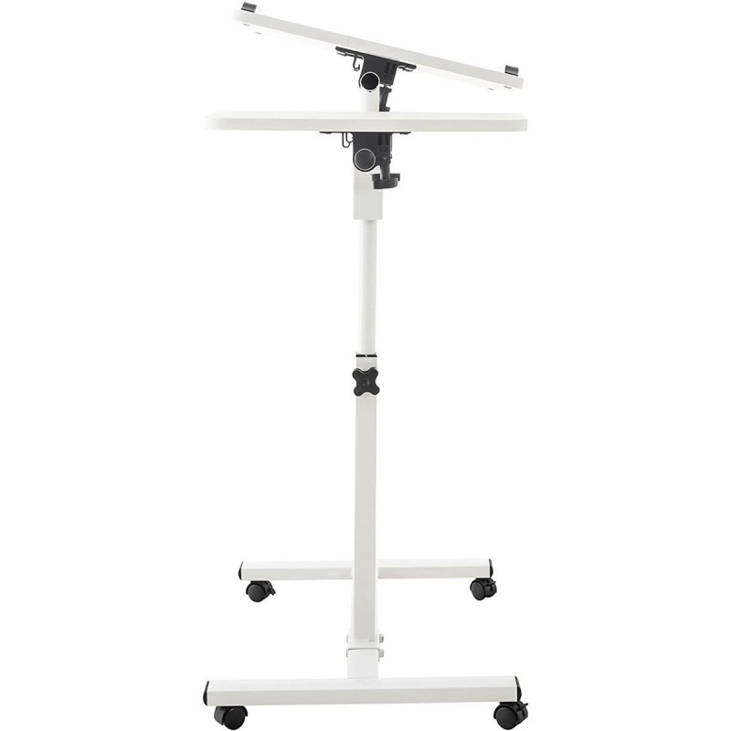 Mesa de Ordenador AUXY, regulable en altura, incluye ruedas, en negro