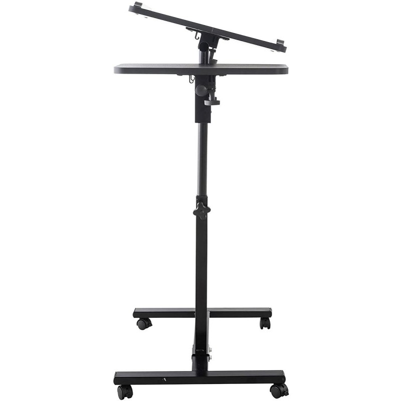 Mesa de Ordenador AUXY, regulable en altura, incluye ruedas, en negro