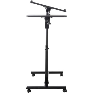 Mesa de Ordenador AUXY, regulable en altura, incluye ruedas, en negro