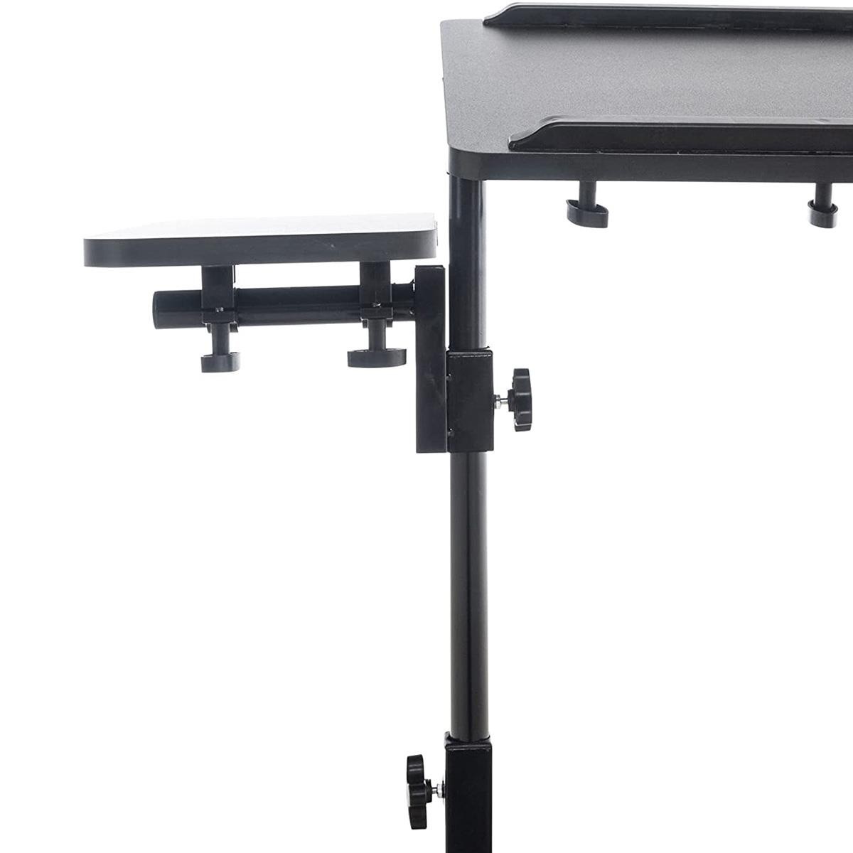 Mesa/Atril para Ordenador AUXY, Regulable en Altura, Ruedas Incluidas, en Madera color Negro