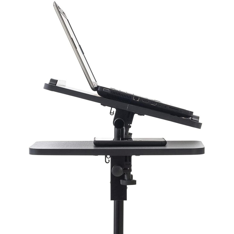 Mesa de Ordenador AUXY, regulable en altura, incluye ruedas, en negro