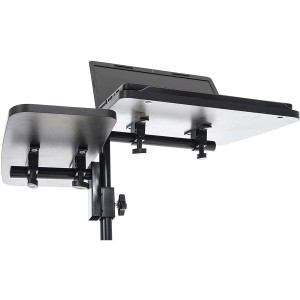 Mesa de Ordenador AUXY, regulable en altura, incluye ruedas, en negro
