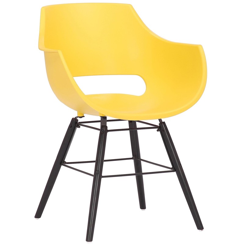 Silla de Confidente CALIFORNIA, Patas de Madera Negras, color Amarillo