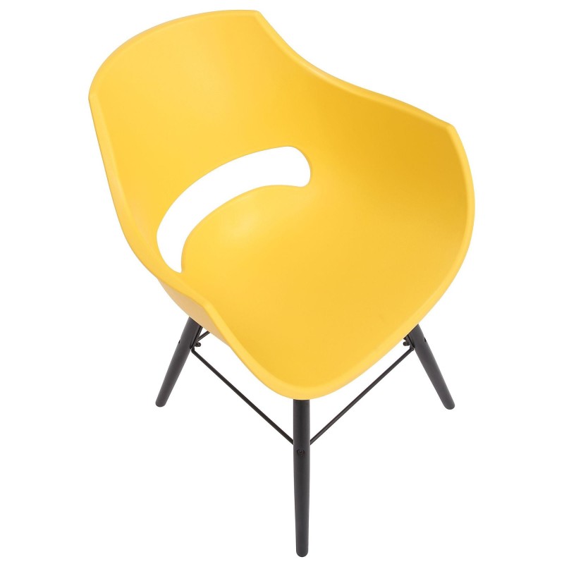Silla de Confidente CALIFORNIA, Patas de Madera Negras, color Amarillo