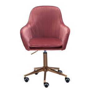 Silla de Oficina DAMA, Base Metálica Dorada, en Terciopelo color Azul