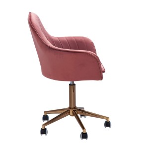 Silla de Oficina DAMA, Base Metálica Dorada, en Terciopelo color Azul