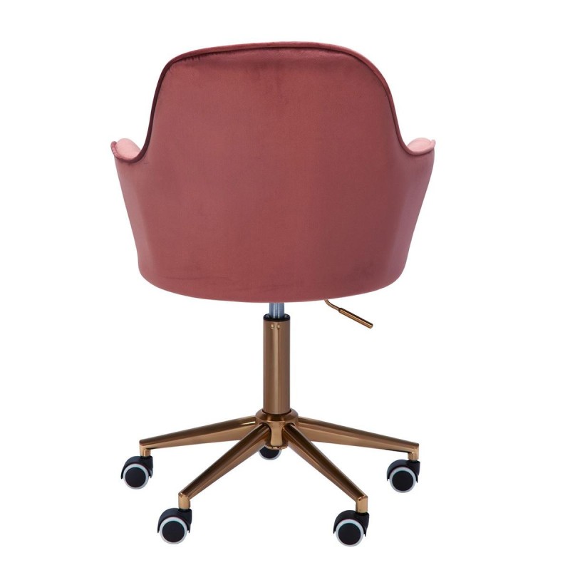 Silla de Oficina DAMA, Base Metálica Dorada, en Terciopelo color Azul