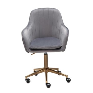 Silla de Oficina DAMA, Base Metálica Dorada, en Terciopelo color Azul