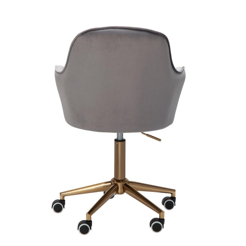 Silla de Oficina DAMA, Base Metálica Dorada, en Terciopelo color Azul