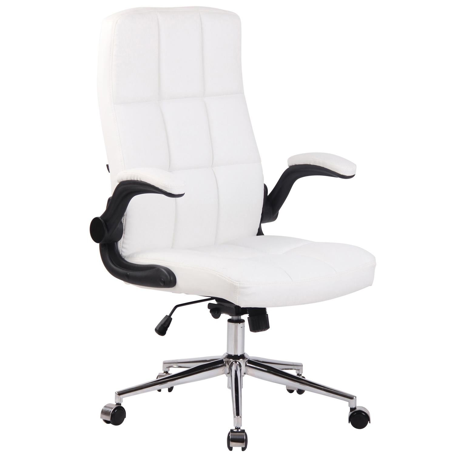 Silla de Oficina FLEXI, Brazos Abatibles, Base Metálica, en Piel color Negro