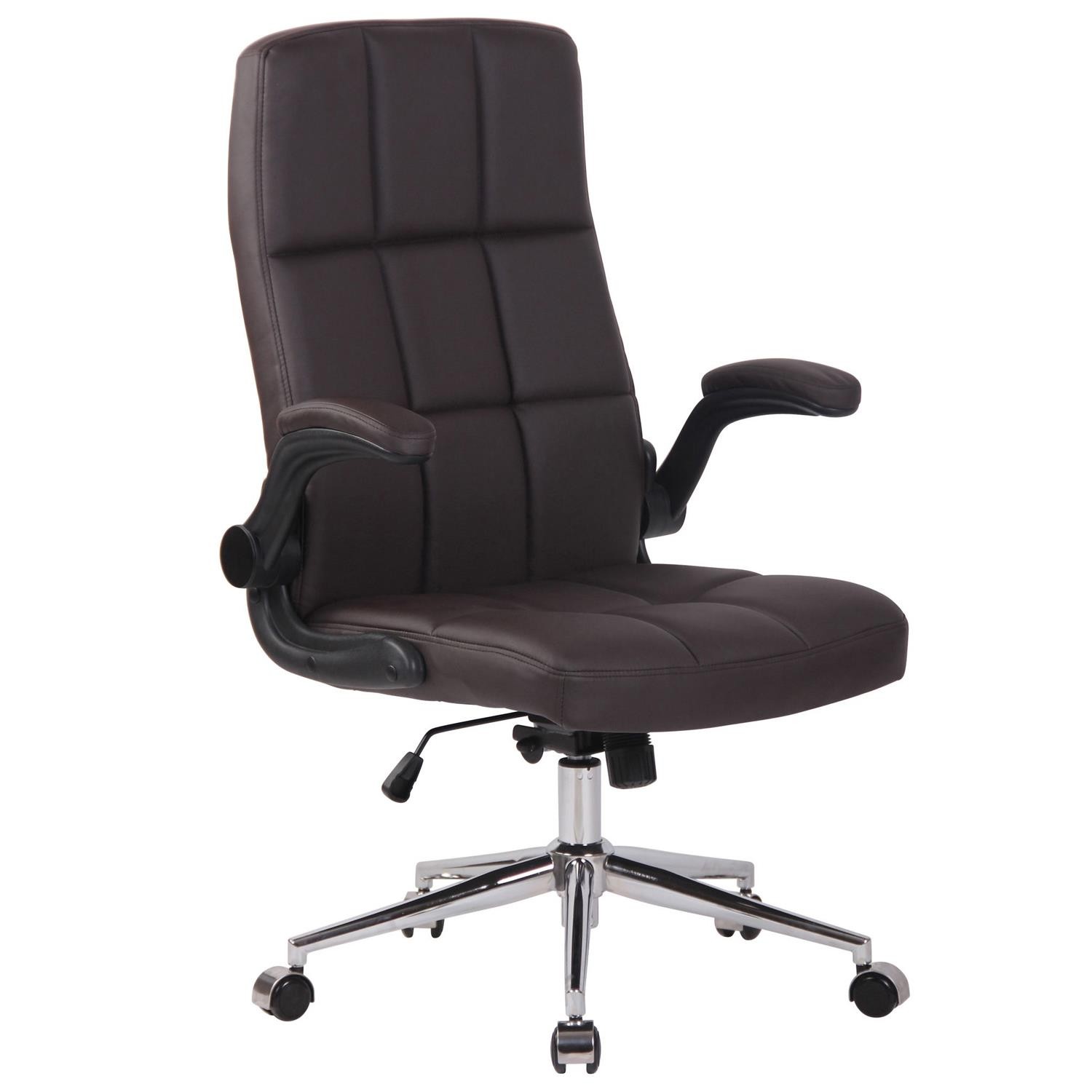 Silla de Oficina FLEXI, Brazos Abatibles, Base Metálica, en Piel color Negro