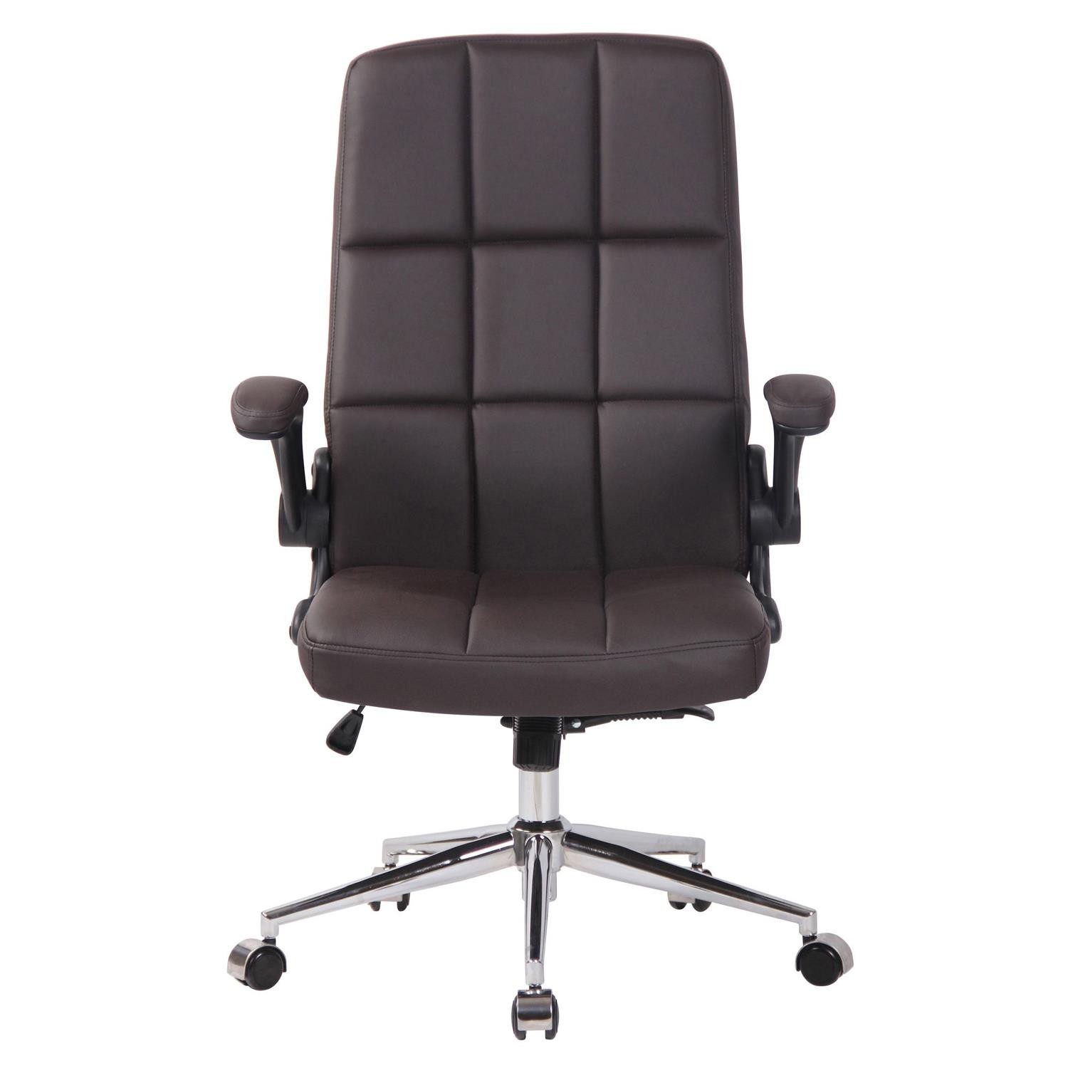 Silla de Oficina FLEXI, Brazos Abatibles, Base Metálica, en Piel color Negro