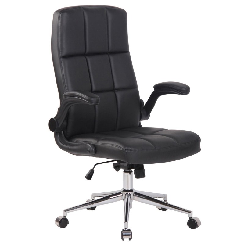 Silla de Oficina FLEXI, Brazos Abatibles, en Piel color Negro