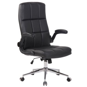 Silla de Oficina FLEXI, Brazos Abatibles, en Piel color Negro