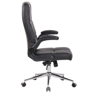 Silla de Oficina FLEXI, Brazos Abatibles, en Piel color Negro