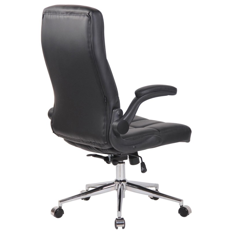 Silla de Oficina FLEXI, Brazos Abatibles, en Piel color Negro