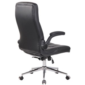 Silla de Oficina FLEXI, Brazos Abatibles, en Piel color Negro