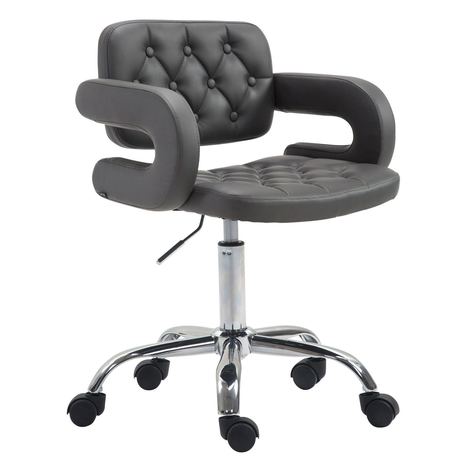 Silla de Oficina SAMSON, Precioso Diseño, Base Metálica, Tapizada en Piel color Negro