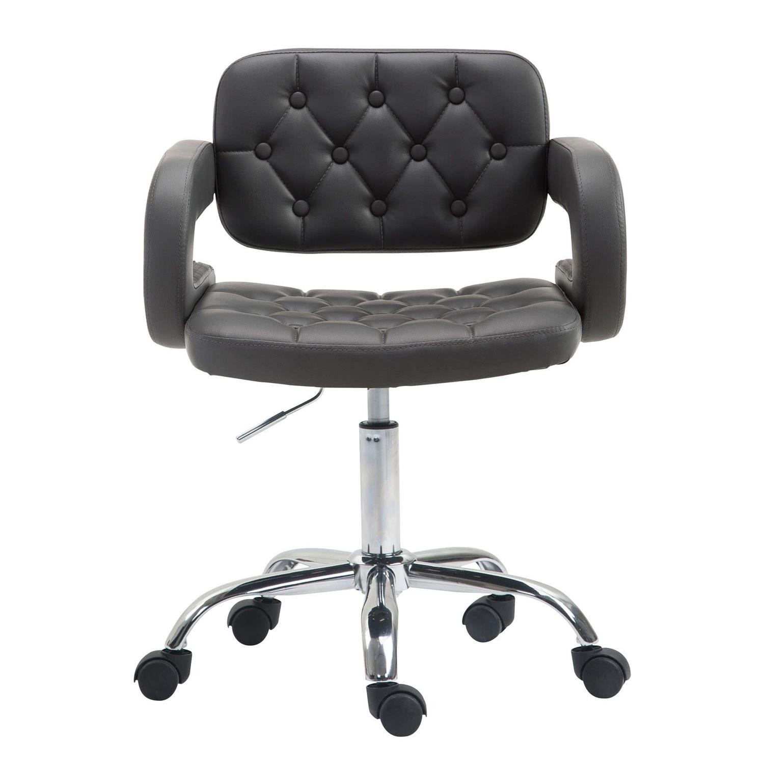 Silla de Oficina SAMSON, Precioso Diseño, Base Metálica, Tapizada en Piel color Negro