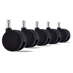 Lote 5 Ruedas para Sillas de Oficina, Eje 11mm, En Negro