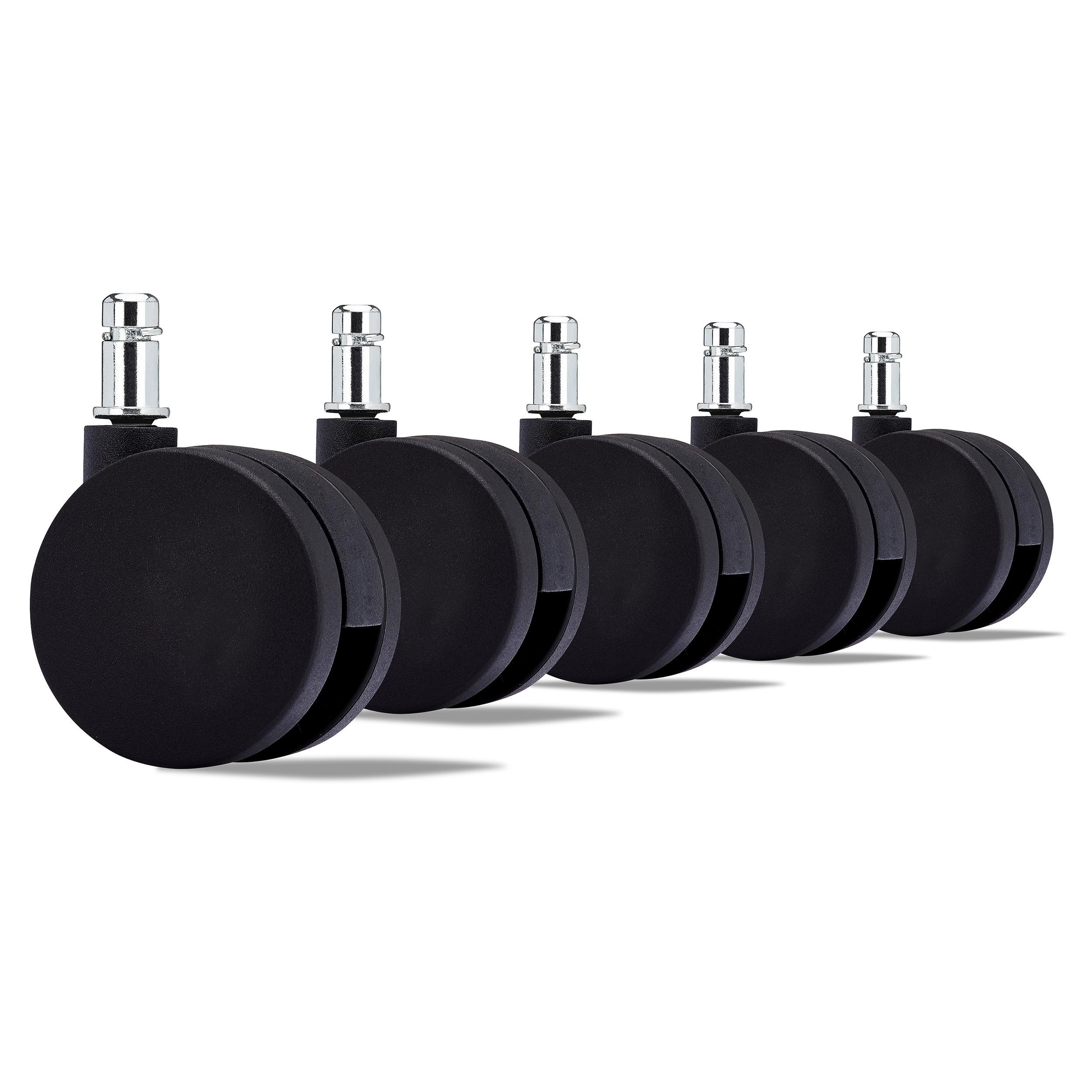 5x Ruedas Sillas Oficina 11x60mm, Diseño Elegante y Minimalista, Resistentes, En Negro