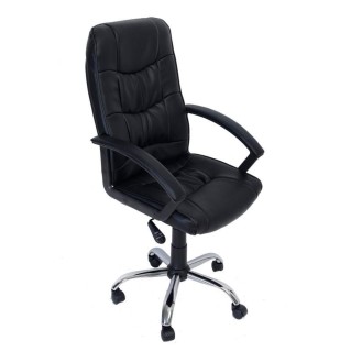 Sillón de oficina ISORA en piel acolchada, negro