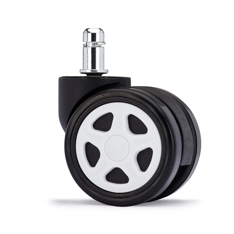 Lote 5 Ruedas para Sillas de Oficina, 11mm, Diseño Gaming, Blanco