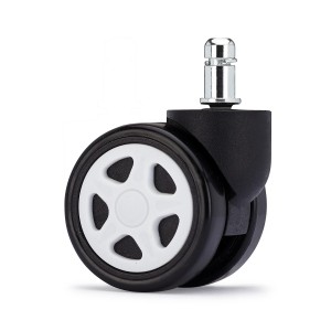 Lote 5 Ruedas para Sillas de Oficina, 11mm, Diseño Gaming, Blanco