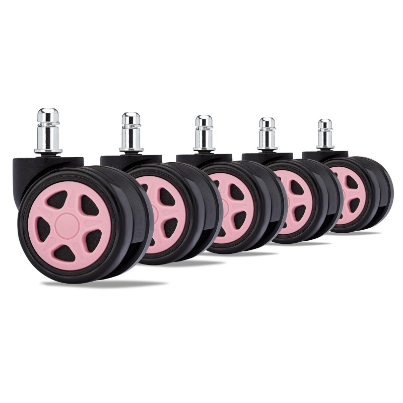 Lote 5 Ruedas para Sillas de Oficina, 11mm, Diseño Gaming, Blanco