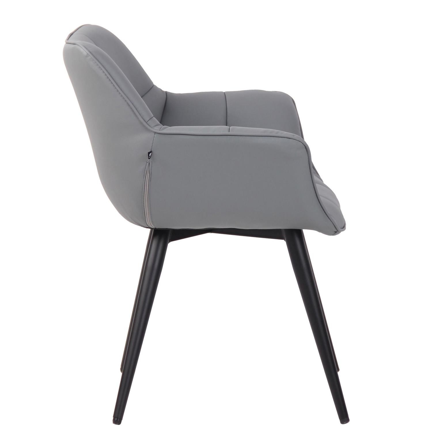 Silla de Confidente TESLA, Estructura Metálica, Grueso Acolchado, en Piel color Negro