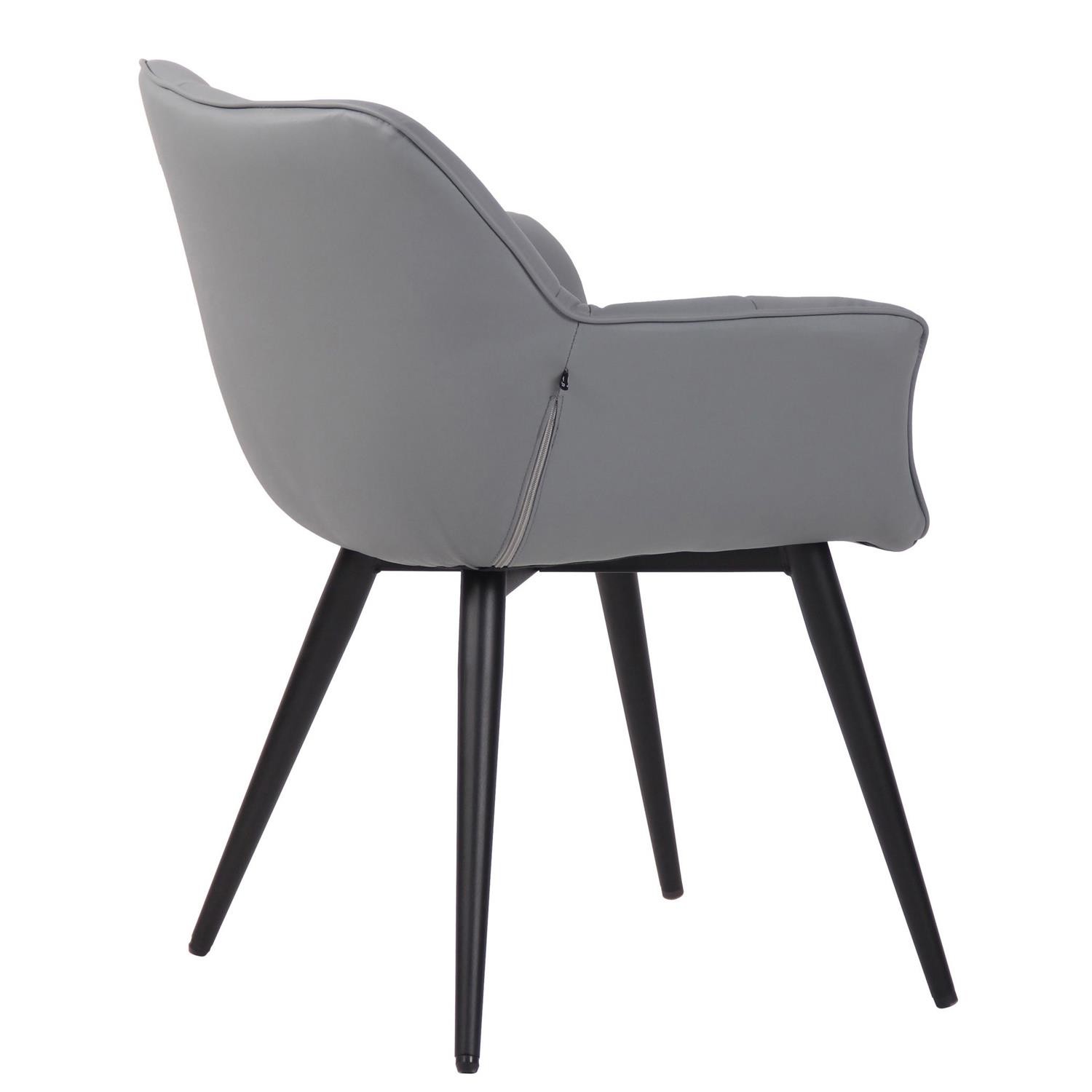 Silla de Confidente TESLA, Estructura Metálica, Grueso Acolchado, en Piel color Negro