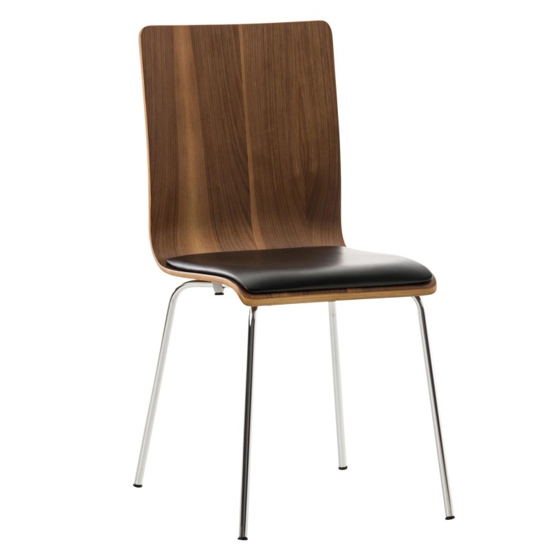 Silla de Confidente NEREIDA, asiento acolchado, en madera color negro