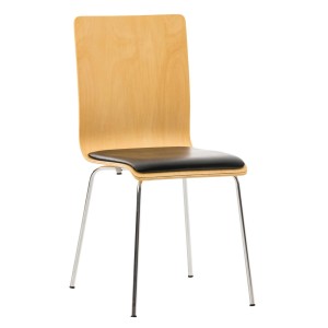 Silla de Confidente NEREIDA, asiento acolchado, en madera color negro