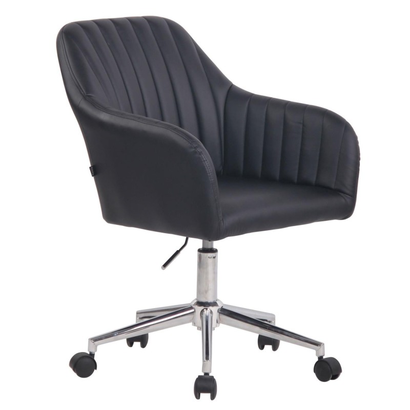 Silla de Oficina FOCUS, Gran acolchado, tapizada en piel color negro