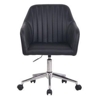 Silla de Oficina FOCUS, Gran acolchado, tapizada en piel color negro 2