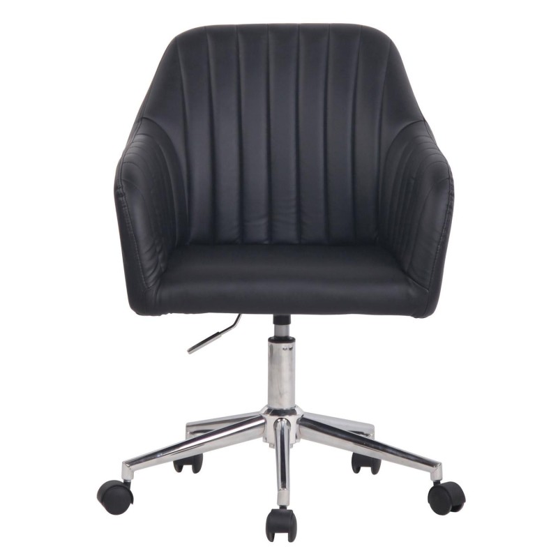 Silla de Oficina FOCUS, Gran acolchado, tapizada en piel color negro