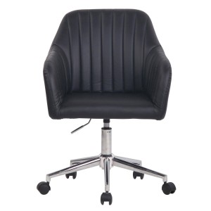 Silla de Oficina FOCUS, Gran acolchado, tapizada en piel color negro