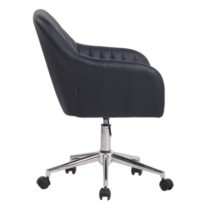 Silla de Oficina FOCUS, Gran acolchado, tapizada en piel color negro