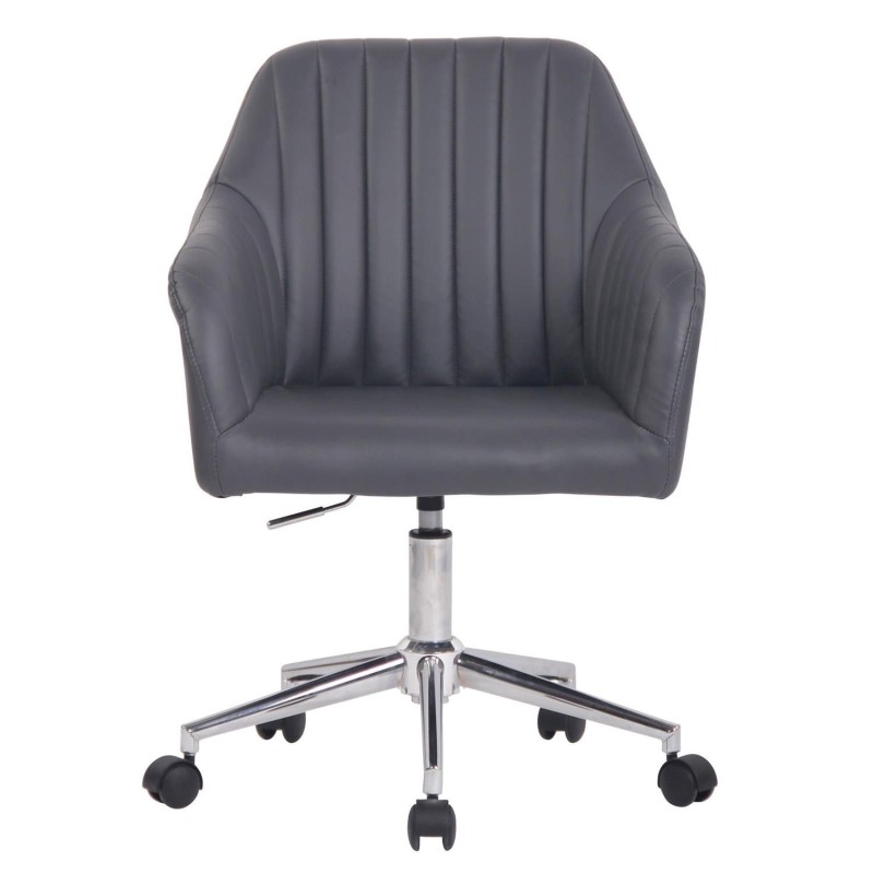 Silla de Oficina FOCUS, Gran acolchado, tapizada en piel color negro
