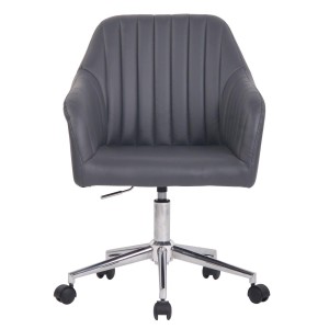 Silla de Oficina FOCUS, Gran acolchado, tapizada en piel color negro
