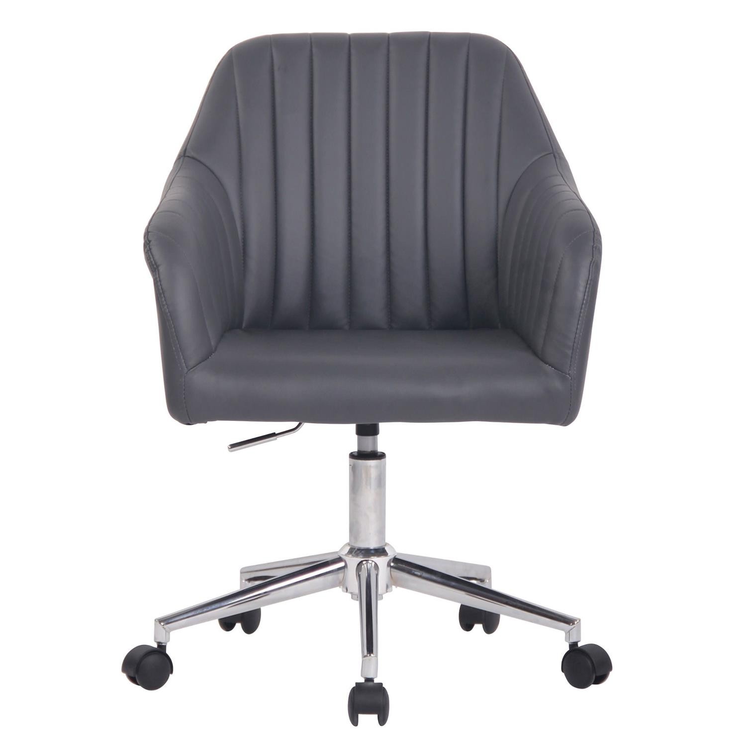Silla de Oficina FOCUS, Gran acolchado, Base Metálica, en Piel color Negro