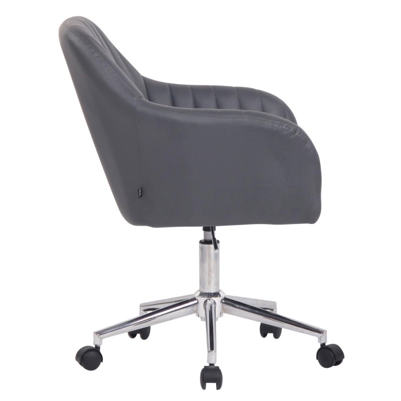 Silla de Oficina FOCUS, Gran acolchado, tapizada en piel color negro