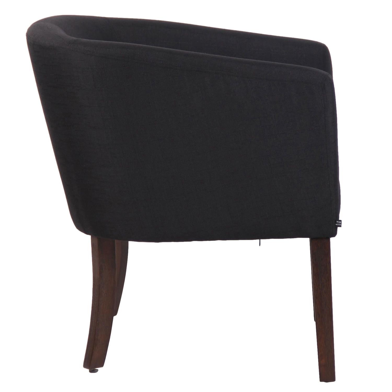 Silla de Confidente THEO, Patas de Madera Oscuras, en Tela color Negro
