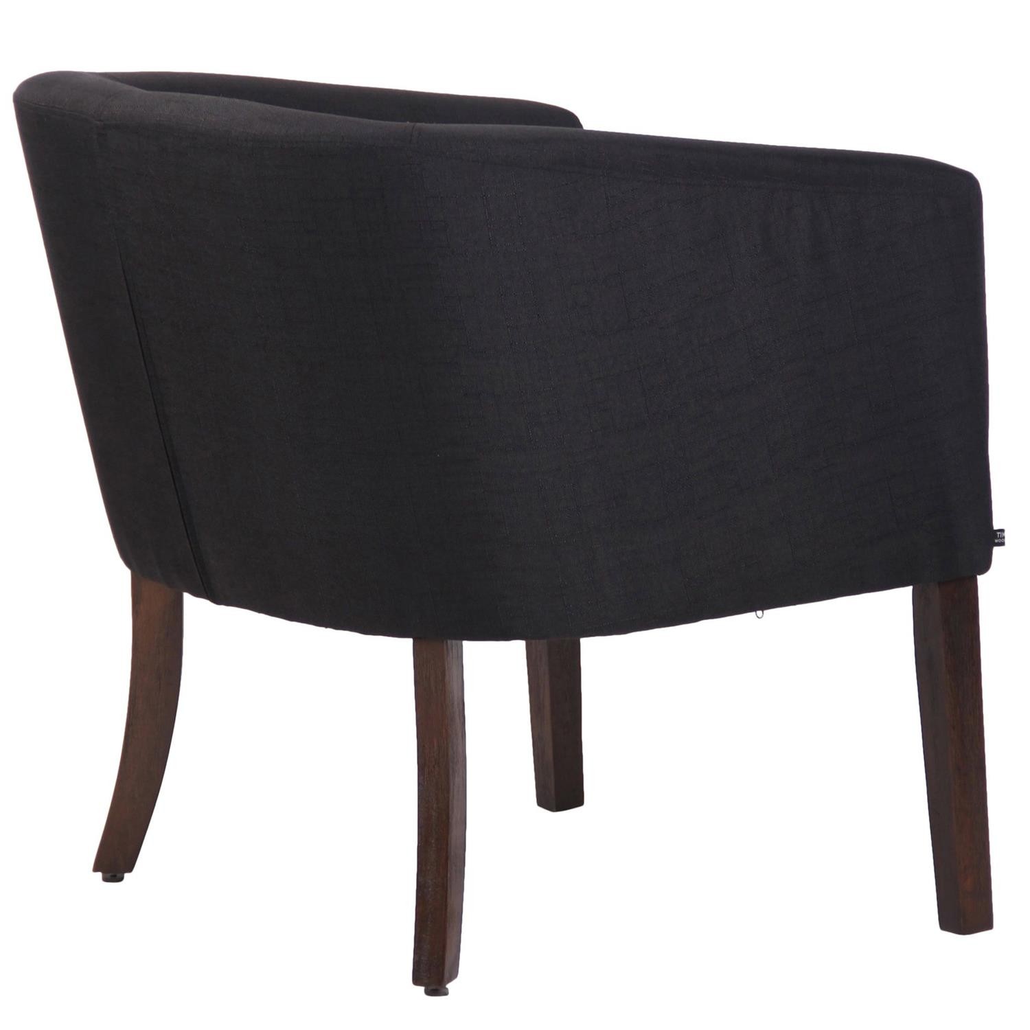 Silla de Confidente THEO, Patas de Madera Oscuras, en Tela color Negro